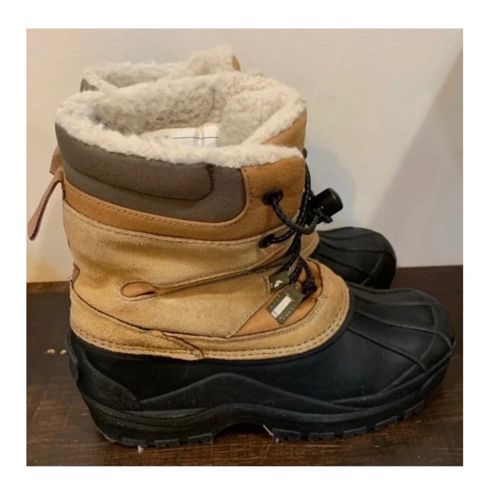 Lands End Kids Youth 3M Snow Boots Tan Black Winter Duck Boots Outdoor Gorpcore